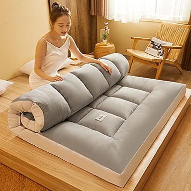 Futon Shiatsu ou Shiatsu, Futon transportable de Voyage, Pliable, Futon pour Massage, pour Yoga ou au Camping, Matelas Pliant Japonais Simple Et Moderne,Light Grey,90X200cm