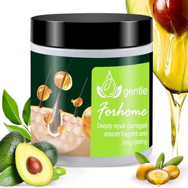 Collagen Masque Cheveux 500ml - À l'Huile d'Avocat et Argan, Démêle, Nourrit & Répare 3-en-1 pour Cheveux Abîmés, Masque Soin Nutrition Masque pour Cheveux Secs, Ondulés, Bouclés ou Crépus