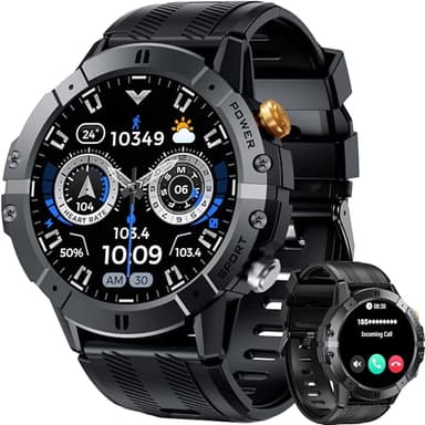 OUKITEL Montre Connectée Homme,1.52" HD Smartwatch avec Appel Bluetooth,100+ Mode Sportifs,Montre Sport pour Surveiller Cardio,Podometre,Sommeil,Étanche,Montre Connectée Militaire pour Android iOS