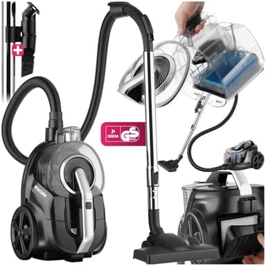 TecTake® Aspirateur sans Sac Puissant 900W, Aspirateur traineau sans Sac, Accessoires Brosse aspirateur & suceur aspirateur Inclus, Filtre HEPA Pollen & bactéries, Aspirateur Tapis & Poils de Chat