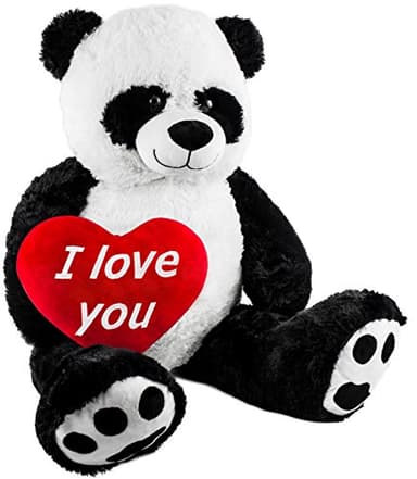 BRUBAKER Peluche géante XXL - Panda Nounours - 100 cm - Cœur en Peluche 'I Love You' Inclus
