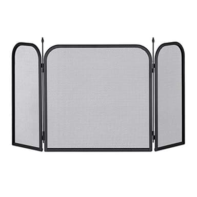 Relaxdays 10028791 Pare Acier, Grille anti étincelles, Panneau protection cheminée Hxlenv.52,5x97cm,noir, 52,5 x 97 x 1,5 cm