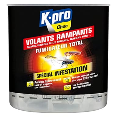K.PRO Choc - Fumigateur Total - Élimine Tous Les Insectes Volants & Rampants - Spécial Infestation - Action Radicale - Technique Professionnelle - Pour 130m3-10g