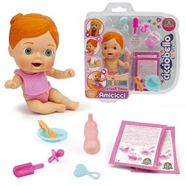 Cicciobello Amicicci, Bébé avec Set Repas et Accessoires, Modèle Fille Cheveux Roux, Jouet pour Enfants dès 3 Ans, GIOCHI PREZIOSI, CC0222