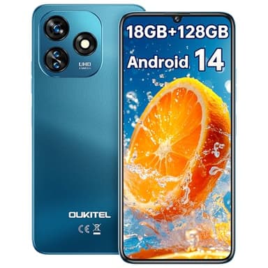OUKITEL C51 - Téléphones Portables Pas Cher 5150mAh, Téléphones Portable Android 14, 18 Go (6+12) RAM +128Go/SD-1To,6.8 Pouces Smartphone Octa Core,13MP+5MP/Double SIM/Face ID/GPS/2Ans Garantie,Bleu
