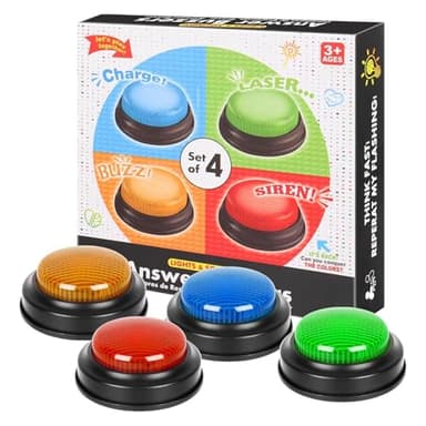 Learning Buzzers | 4 Pièces Buzzer pour Jeux De Questions | Buzzer Sonore Et Lumineux pour Enseigner | Buzzers Colorés Assortis Accessoires De Salle De Classe De Soirée De Jeu