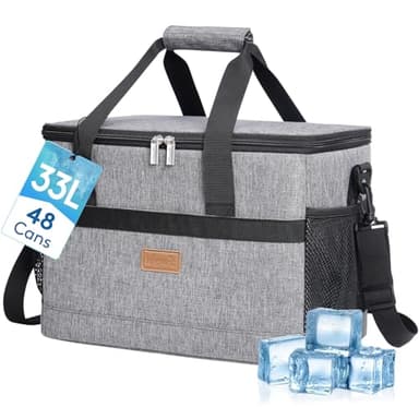 Lifewit Sac Isotherme 33L, Grand Format Glaciere Souple Isothermes, Portable Sacs Isotherm Courses Surgelés pour Voyage, Pique Nique, Camping, Plage, Gris