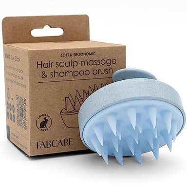 FABCARE Brosse Cuir Chevelu Masseur Pousse Cheveux Paille de Blé Silicone Gommage Humides Secs Circulation Sanguine Stimulation Massage Régénérant Durable Ergonomique Léger Antidérapant (Bleu)