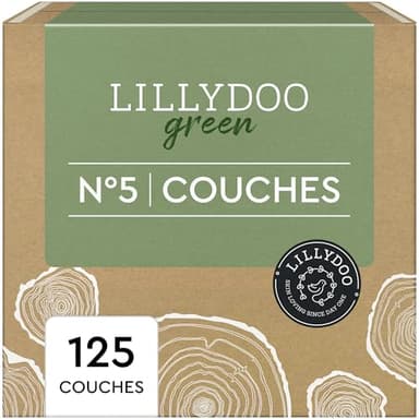 LILLYDOO green - Couches Bébé Respectueuses de l'Environnement, Taille 5 (11-16 kg), Box mensuelle (125 pièces)