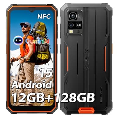 Blackview Rugged Smartphone(NFC) Android 14, 12 Go+128 Go/2 To Extensible/Octa-core, 285 g et 13,5 mm, 6,56" HD+, NFC/Fingerprint/Mode gant/4G Dual SIM Téléphone portable robuste
