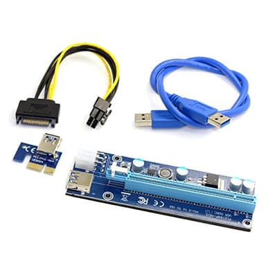 Cablecc Adaptateur d'extension PCI-E 1x vers 16x pour Machine minière avec câble d'alimentation USB 3.0 et SATA