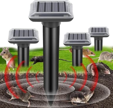 Lot de 4 répulsifs solaires Anti-Taupes - Répulsif Contre Les Taupes - Répulsif Contre Les campagnols - Répulsif à ultrasons - Répulsif Solaire Contre Les Taupes