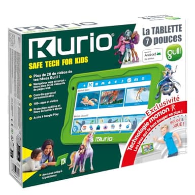 Kurio - La Tablette 7 Pouces Gulli Motion Edition 32Go pour Enfants - Android 15 - Contrôle Parental Personnalisable & navigateur sécurisé - Plus de 2h de vidéos Gulli + 10 Jeux exclusifs Inclus