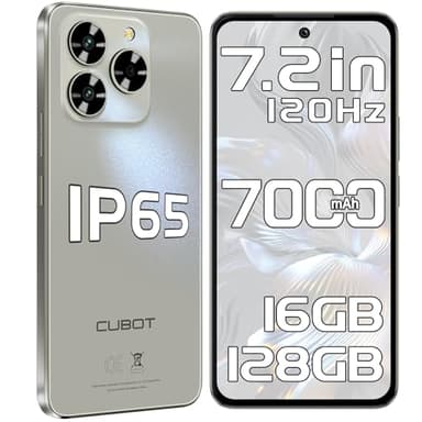 CUBOT Note 60 Smartphone Android 15, 7.2" 120Hz, 7000mAh Téléphone, 16GO+128GO/1TO Telephone Portable Pas Cher, IP65 Protection, 48MP, Smartphone Gaming 4G Dual SIM/NFC/Face ID/OTG/Deux Haut-parleurs