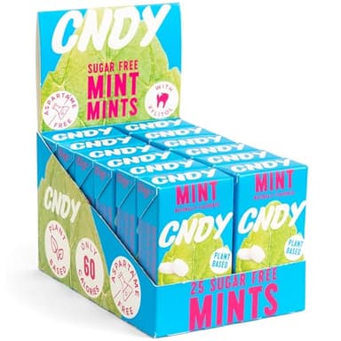 Menthes CNDY | Menthes à la Menthe Verte | Xylitol | Sans Aspartame | Sans Sucre, Végétaliennes | Arôme Naturel, 25 Pièces (Paquet de 12)