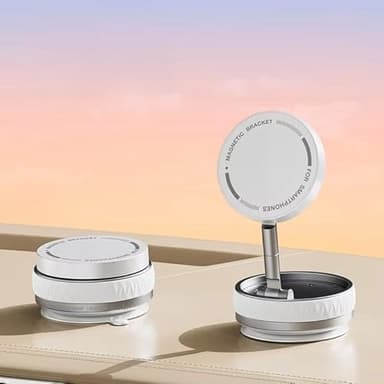 Homeponnew Support de téléphone pour voiture à ventouse magnétique pour tableau de bord, pliable, multi-angle réglable, avec base adhésive sous vide, compatible avec les smartphones et pour tableau de