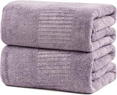 SEISSO 2 Serviettes de Bain Bambou 88.9x160 cm Grand Format, Extra Douces, Haute Absorption, Séchage Rapide, Couleur Violette XXL