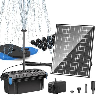 Biling Kit complet de filtre solaire de bassin avec pompe 20 W 875 l/h – Pompe solaire de bassin avec filtre pour bassins et cascades jusqu'à 1200 l – Jeu d'eau solaire – Fontaine solaire pour