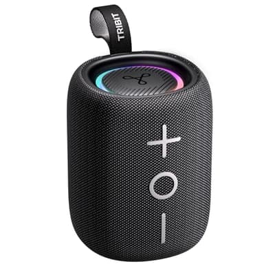 Tribit StormBox Mini+ Enceinte Bluetooth 12W, Son Surround 360°, 12H d'autonomie, Bluetooth 5.4, IPX7, lumières RGB, EQ, appairage TWS, Support AAC/SBC, Portable pour la Maison/l'extérieur/Le Voyage