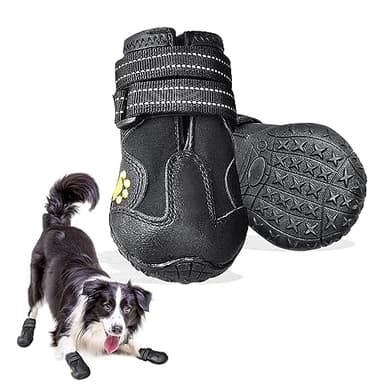 2 pcs Bottes Chien,Chaussures pour Chiens imperméables avec Bretelles réglables réfléchissantes pour Le Grand Chien de Taille Moyenne Dog (Taille 4(5.5cm Largeur) for 14-18kg)