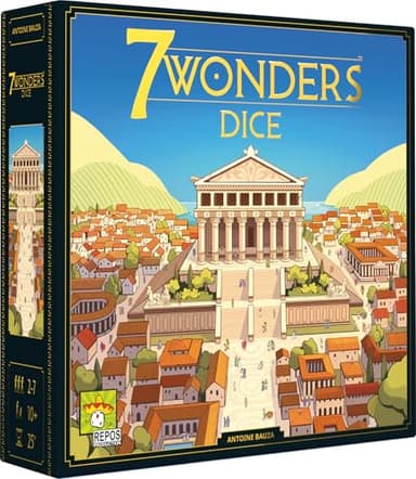 Asmodee - 7 Wonders Dice - Repos Production - Jeu de société Roll & Write - Stratégique et Rapide - 2 à 7 Joueurs - dès 10 Ans - 25 Min - en français