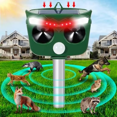EUZLABBY Répulsif Chat Exterieur,Ultrason Solaire,Ultrason Anti Chats,IP64 Imperméable,Recharge Solaire et USB,5 Modes Réglable,avec Ultrasons et Flash LED,Efficace Anti Les Chats,Chiens,Oiseaux,Rats.