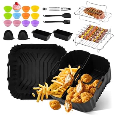 Ninipie 29PCS Moule Silicone Air Fryer Accessoires pour Philips 6.2L NA230 & Friteuse à Air Moulinex 7.5L, Réutilisable Air Fryer Silicone Lines pour Ninja AF180EU/Ninja AF140EU & Cosori 5,5L/6L/6.2L