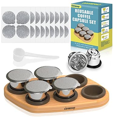 Capmesso Dosettes de café réutilisables pour Nespresso Originalline, 6 capsules rechargeables Nespresso en acier inoxydable compatibles avec la machine Espresso Originaline