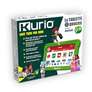 Kurio - La Tablette 7 Pouces Gulli 32Go pour Enfants - Android 13 - Contrôle Parental Personnalisable & navigateur sécurisé - Vidéos héros Gulli + 100 apps & Jeux éducatifs pré-chargés