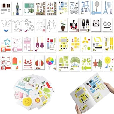 Livre de dessin 3D - 20 feuilles et 40 motifs - Réutilisable - Pochoirs à dessin 3D colorés avec plaque en PVC transparent pour stylo 3D - Pour enfants - Cadeau de peinture - Graffiti
