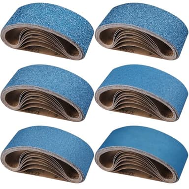 Shineboc Bandes Abrasives 75x533 mm, Bandes Abrasives en Corindon de Zirconium Grain 40/60/80/120/240/400 pour Ponceuse à Bande pour Métal, Bois - 10 Pièces
