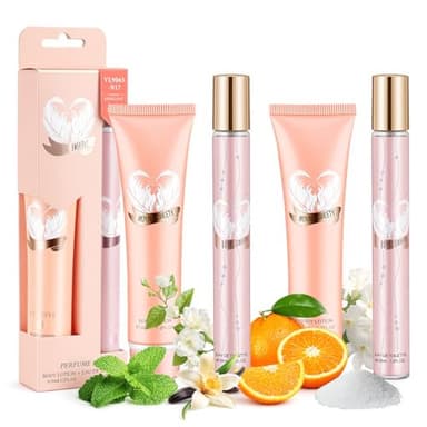Coffret Cadeau Parfums Pour Femmes,2 x 35ml Eau de Toilette+ 2 x35ml Creme Hydratante Corps - Cadeau pour Petite Amie, Mère, Sœur, Cadeau d'anniversaire, Cadeau de Noël, Parfum Longue Durée - Floral