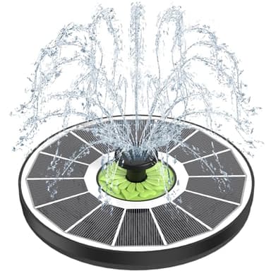 SZMP Fontaine Solaire Extérieur, 3.5W Flottante Pompe Bassin Solaire, 2025 Fontaine Solaire Verre avec 7 Buses & 4 Tiges fixes pour Bain d'oiseaux Aquarium Jardin Fountain (Blanc)