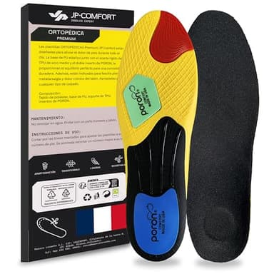 JP COMFORT Semelles Orthopédiques Homme et Femme | Semelle Epine Calcaneenne Femme avec Double Poron très Confortable | Semelle Pied Plat avec Soutien Voute Plantaire (43-46)