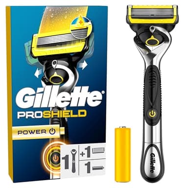 Gillette Rasoir Pour Hommes Proshield Power, Manche Réutilisable Et Cartouche De Recharge A 5 Lames Ultra-Affutées, Nouvelle Bande Lubrifiante Pour Un Rasage de Près et Un Confort Incroyables