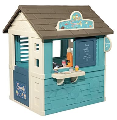 Smoby - Maison Sweety Corner - Cabane de Jardin Enfant - Thème Goûter - Machine à Glaces - 18 Accessoires - Matière Recyclée - A Partir de 2 Ans - Fabrication Française