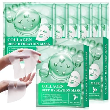 Bio Collagène Lot de 6 masques de nuit intensifs au collagène avec booster de collagène avancé, favorise la vitalité et l'élasticité de la peau