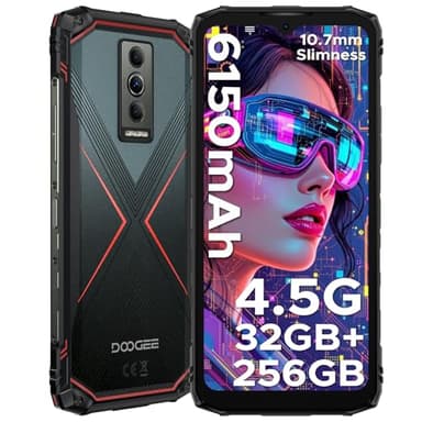 DOOGEE Blade10ProEnergy Telephone Portable Incassable,Smartphone Incassable 32Go RAM+256Go ROM,6.56" HD+ 90Hz, Smartphone Android 15,50MP+8MP,6150mAh, Octa Core, 4.5G/NFC/10.7mm/Double SIM/Face