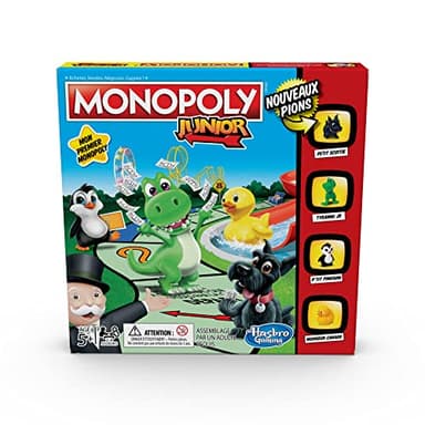 Monopoly Junior, Jeu de Societe pour Enfants, Jeu de Plateau, Version Francaise Exclusivité sur Amazon, 2 à 4 Joueurs, Jeu de société, Dès 5 Ans