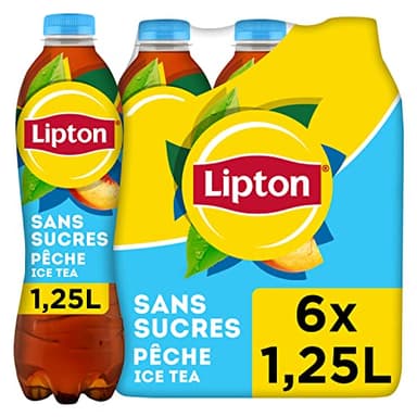 LIPTON - Ice Tea Saveur Pêche - Sans Sucres - 6x1,25L