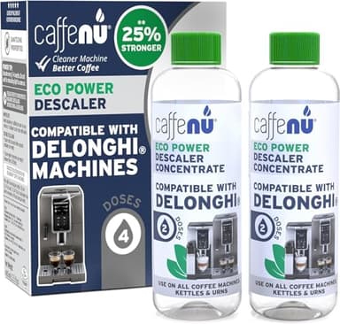 Caffenu Détartrant liquide compatible DeLonghi 400 ml Eco Améliore le goût & Prolonge la durée de vie - 4 Doses