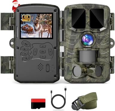 Caméra de Chasse, 60MP 4K HD Camera Chasse Infrarouge Nocturne avec 850nm IR LED, Grand Angle 120°, Piege Photographique avec 32GB Carte, Pour l'observation des animaux et la surveillance de sécurité