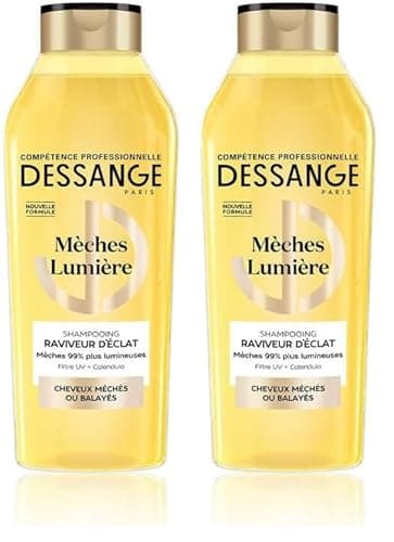 DESSANGE - Shampoing Raviveur D'Éclat Mèches Lumière - Formule Enrichie En Extrait De Calendula & Filtre UV - Nourrit & Ravive L'Éclat - Cheveux Méchés Ou Balayés - 280ml (Lot de 2)