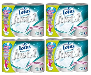 Papier Toilette Lotus Just 1 Blanc 6 rouleaux - lot de 4 - Offre Spéciale