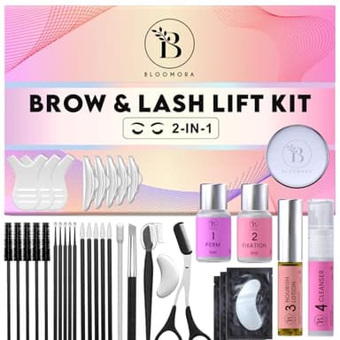 Kit Rehaussement de Cils, Brow Lift Kit Sourcil, Solution 2 en 1, Durée 6-8 Semaines, 15 Applications, Permanente DIY Sourcils, Lash Lift, Rehaussement Cils - BLK6