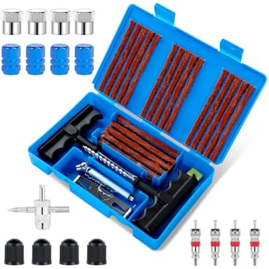 Romon Kit de Réparation de Pneu, 48Pcs Outils de réparation de Pneus Lourds et Ensembles de Réparation de Pneus Portables, pour Voitures, Motos, camions, VTT, Tracteurs, Camping-Cars, SUV
