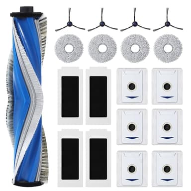 19 pièces ensemble d'accessoires pour Ecovacs Deebot T30S Pro/ T30S, 1 brosse principale en caoutchouc, 4 filtres HEPA, 6 sacs à poussière, 4 lingettes, 4 brosses latérales