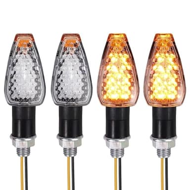 Kmuqshy 4 Pièces Clignotants Moto LED 14LED, Indicateurs Mini Moto 12V, Clignotants Étanches, Indicateur de Direction Universel pour MotoScooter, Quad, Cruiser, Off-Road, Voitures à Pédales