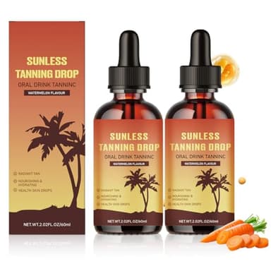 (2 bouteilles x 60 ml) de gouttes de bronzage à boire, autobronzantes pour le visage et le corps, gouttes bronzantes sans soleil pour un bronzage naturel, doux et naturel, sans dommages causés par le
