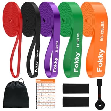 Fokky Bande Elastique Musculation, Élastique Musculation avec 5 Niveaux différents Bande de Resistance et Ancrage de Porte, Idéal pour Crossfit, Renforcement Musculaire